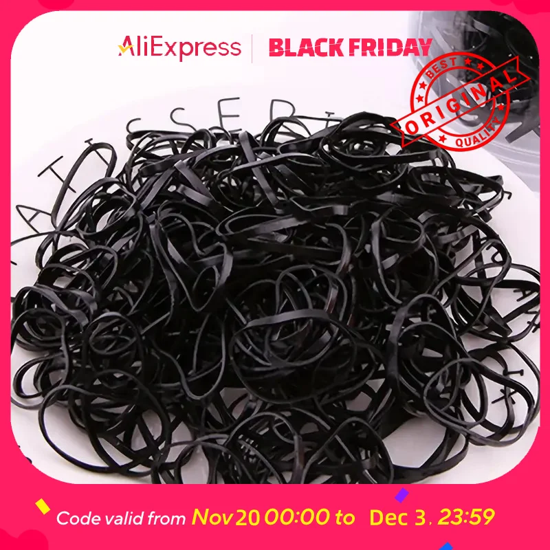 

Black Rubber Hair Ties for Kids, Soft Elastic Disposable Hair Bands, No Damage Ponytail Holders for Girls