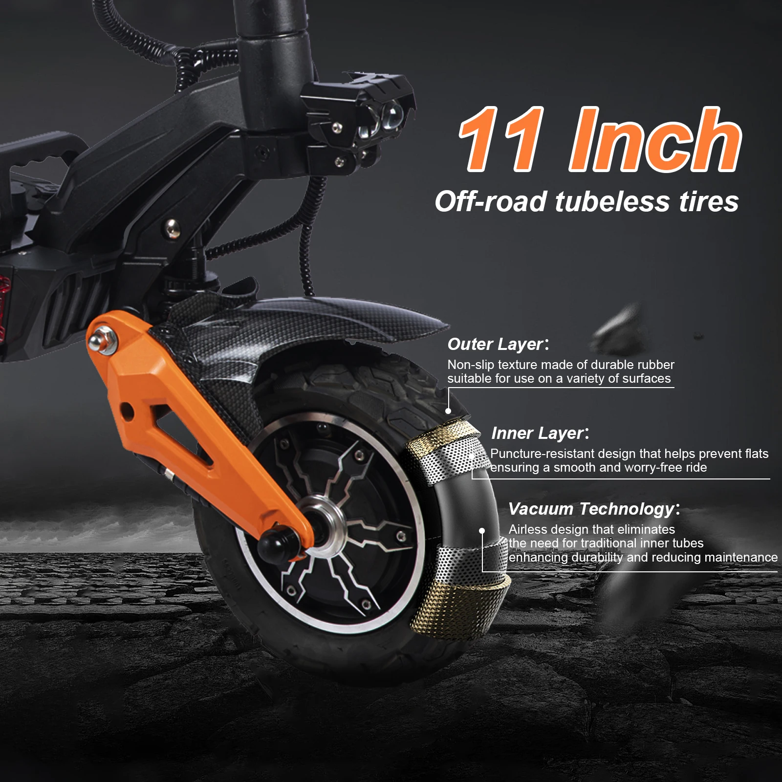 Scooter elétrico rápido FREEBOY 6000W para adultos, motor Daul 50mph, 60V 30Ah, pneus off road de 11 '', alcance de 55 milhas, eScooter dobrável