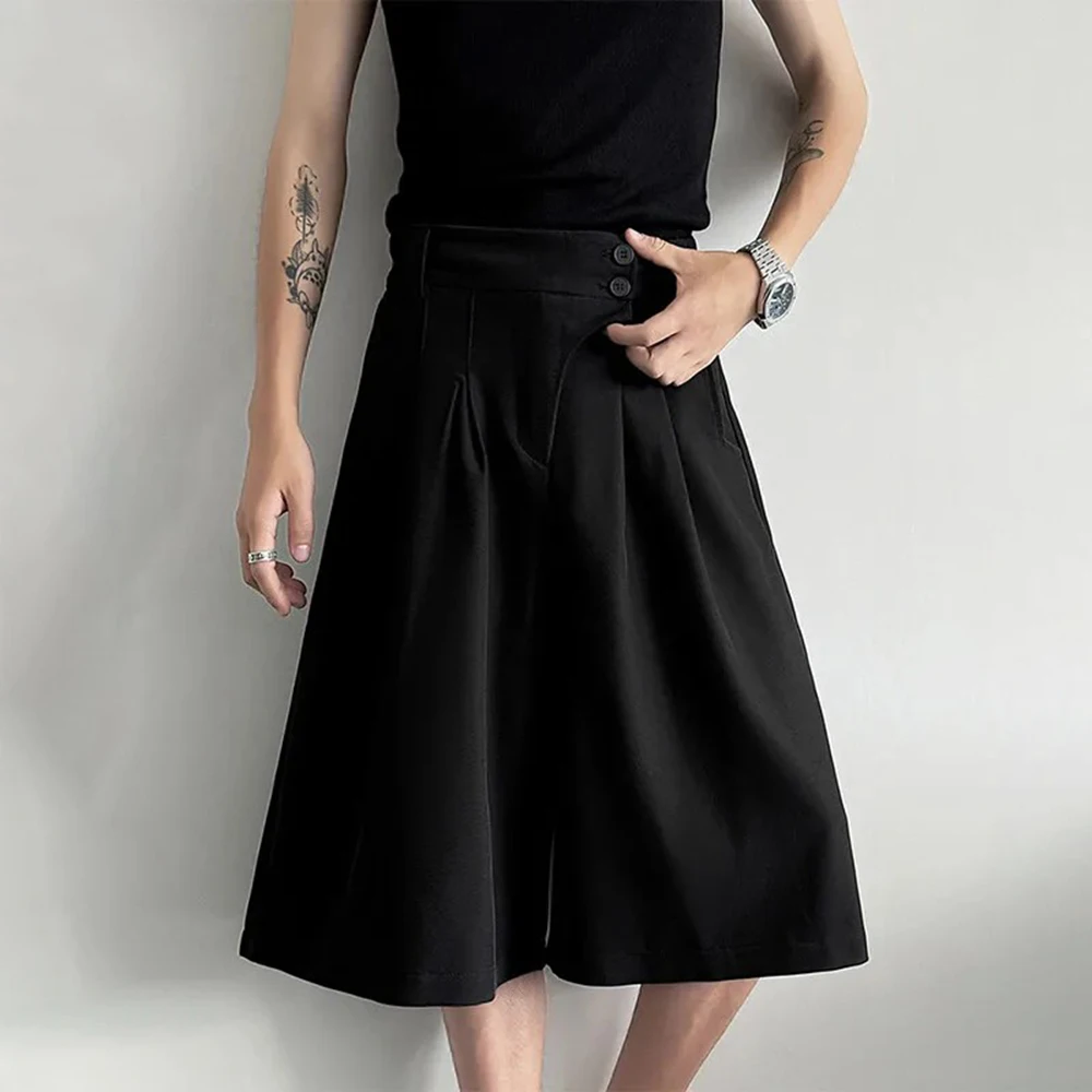 

2026 Summer New Men's Solid Color Wide-Leg Shorts American Retro Fashion Trend High Street Loose Casual Simple Men's Bottoms