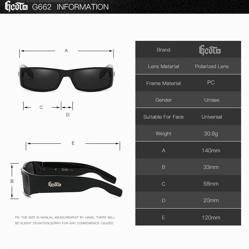 GCOTX New Sunglasses Women Men 2026 Trendy Bandit Style Brand Design Hip Hop Square Black Sun Glasses Driving Shades Eyewear