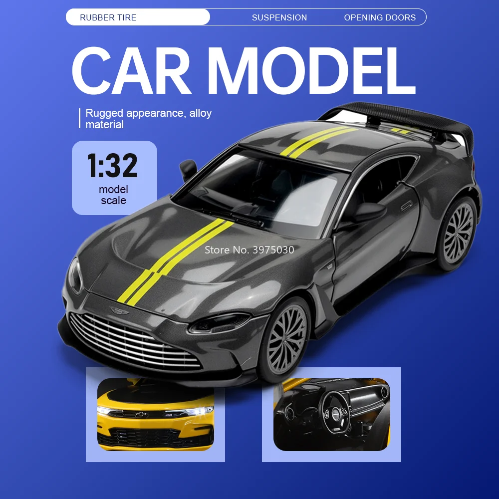 

1:32 V12 Valkyrie Miniature Car Model Diecast Alloy Toy Doors Opened Metal Body Rubber Tire Vehice Birthday Souvenirs for Friend