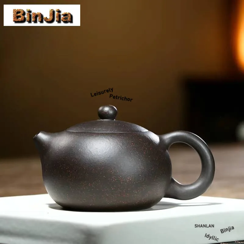 

280 мл традиционные чайники Исин из фиолетовой глины, горшок Xishi ручной работы, необработанная руда, черное золото, грязевой чайник, китайский чайный сервиз Zisha, чайная посуда, подарок