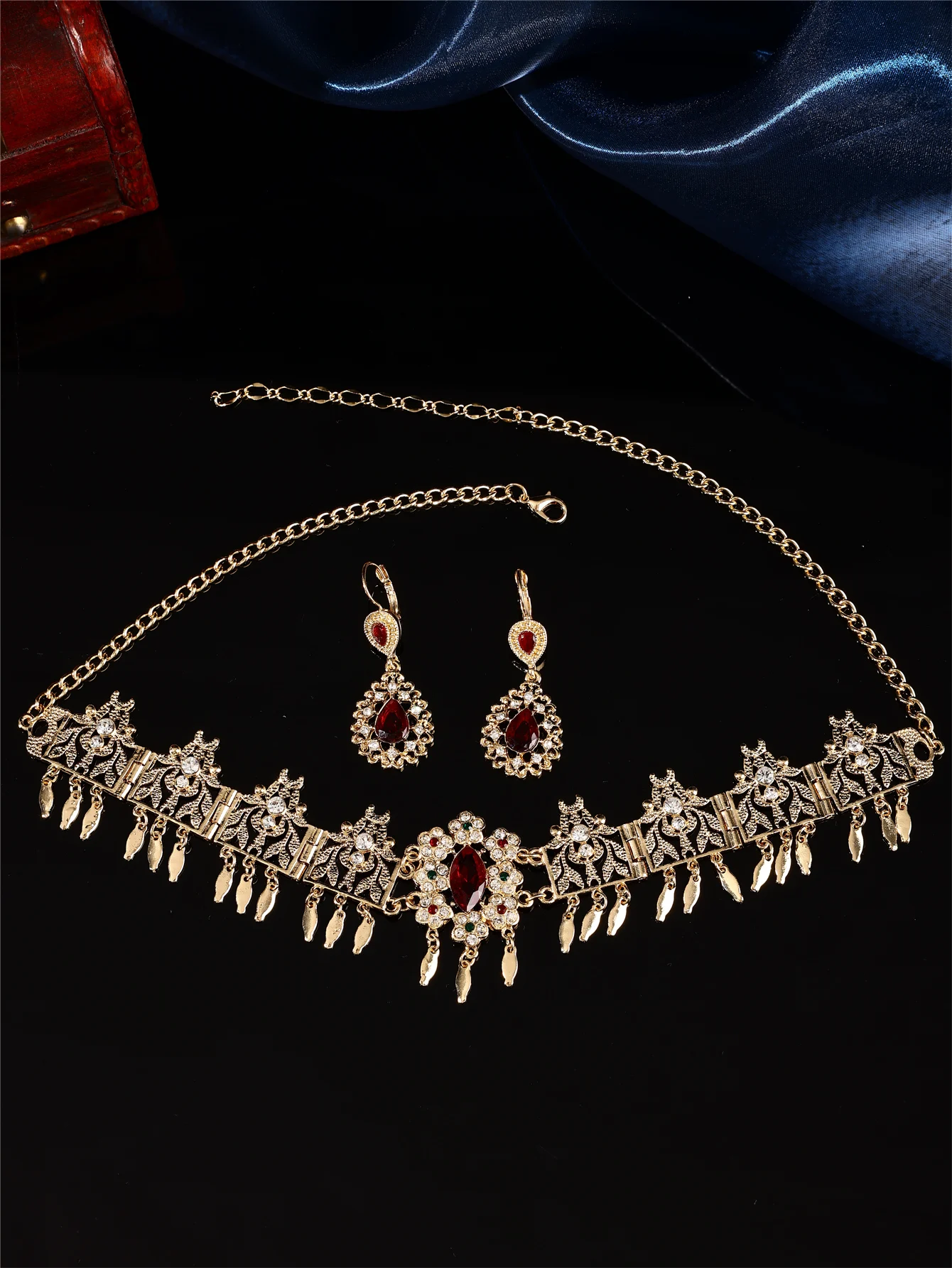 

Марокканский комплект украшений для женщин: повязка на голову, серьги и ювелирные изделия, ручная резьба и инкрустация стразами, свадебный комплект для невесты