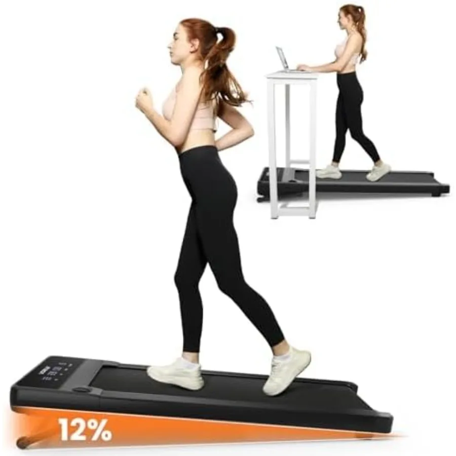 Almohadilla para caminar con 12% inclinación automática debajo del escritorio cinta de correr con 6 modos HIIT cintas de correr compactas para la oficina en casa con control remoto