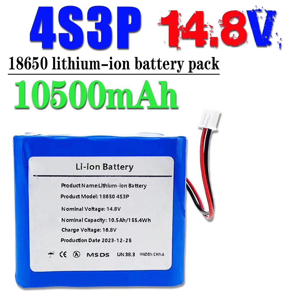 

4S3P 14.8V 10500mAh For Night Fishing Lamp Heater Miner's Lamp Amplifier Etc 18650 Li-iom Battery Pack with BMS