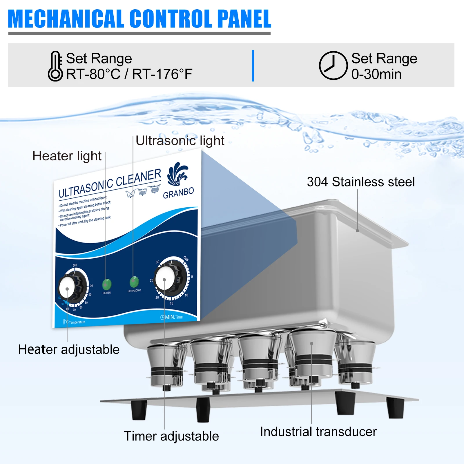 Limpiador ultrasónico con temporizador, calentador de 30L, 40KHz, baño de acero inoxidable, máquina de lavado por ultrasonido, piezas automotrices,