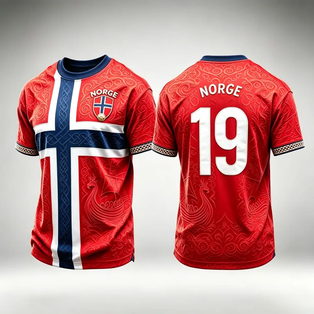 2026 Men  Neck Football Shirt Full Nordic Viking Relief Jacquard Quick Dry Breathable Summer Short Sleeve Sport Jersey