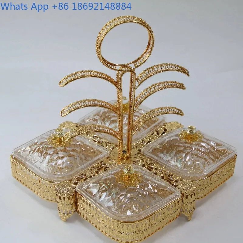 Gold and Silver Four-Bowl Dried Fruit Box Tea Table Guest Fruit Plate Acrylic Four-Grid Platter