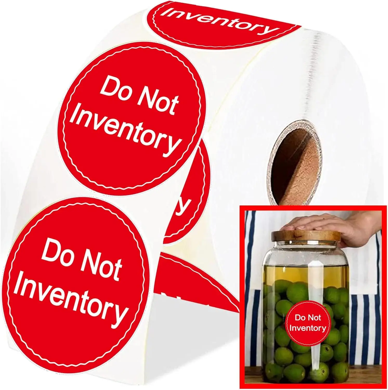 500 Pcs 2-Inch round Red Do Not Inventory Stickers for Warehouse Stock Logistics Control Labels