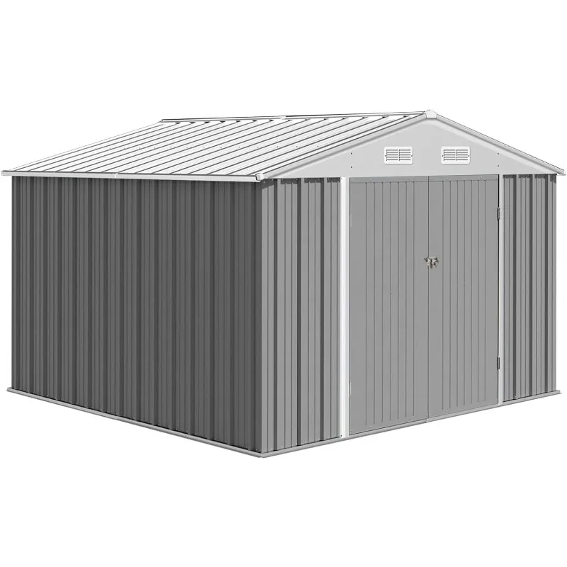 

10 x 12 FT Outdoor Storage Shed, Heavy-Duty Waterproof Tool Shed Storage with Lockable Door, Vents and Updated Frame Stru