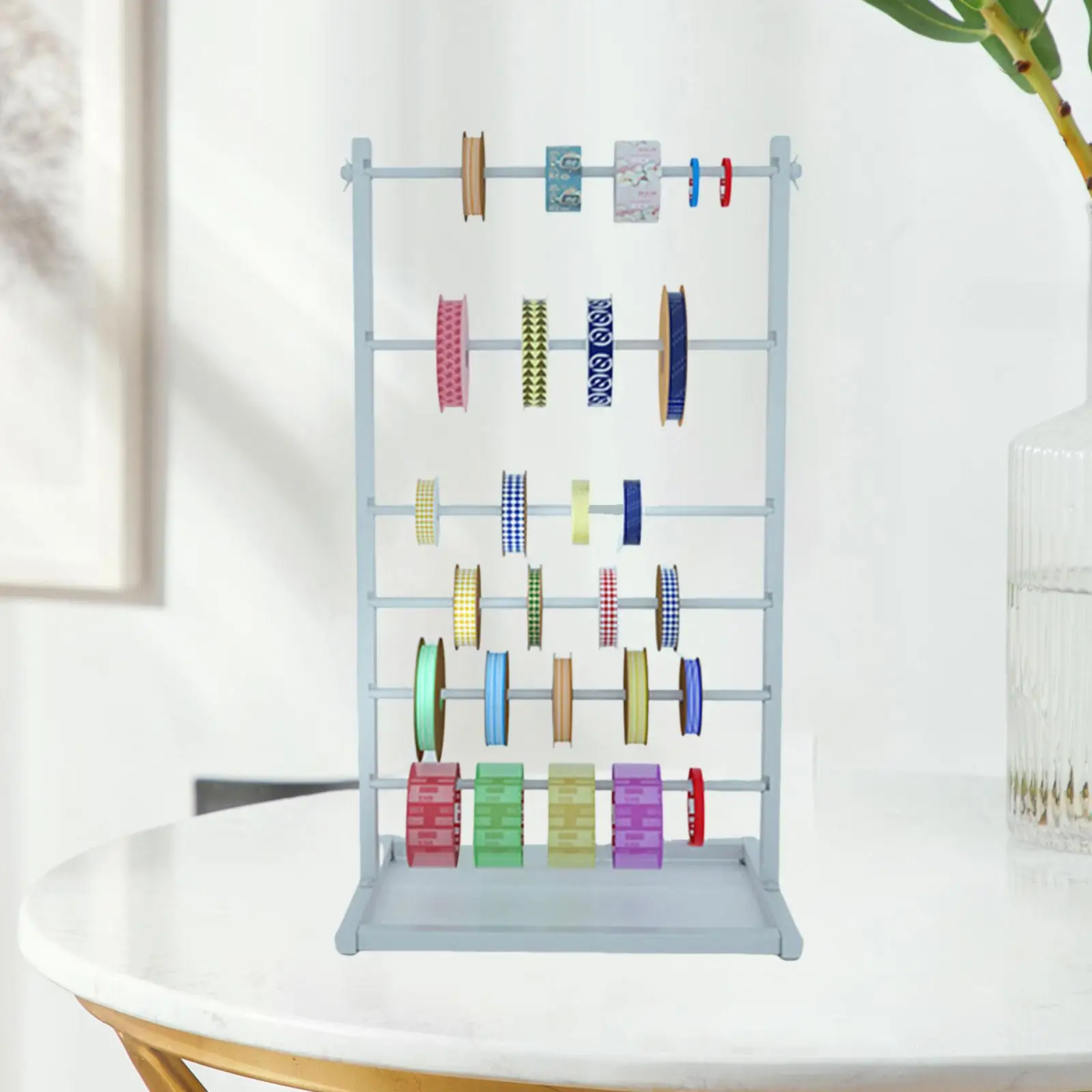 Ribbon Organizer, Ribbon Stand, Multifunctional Gift Wrap Holder, Wire Spool Stand, 6-Layer Metal for Craft Room, Pastry Shop