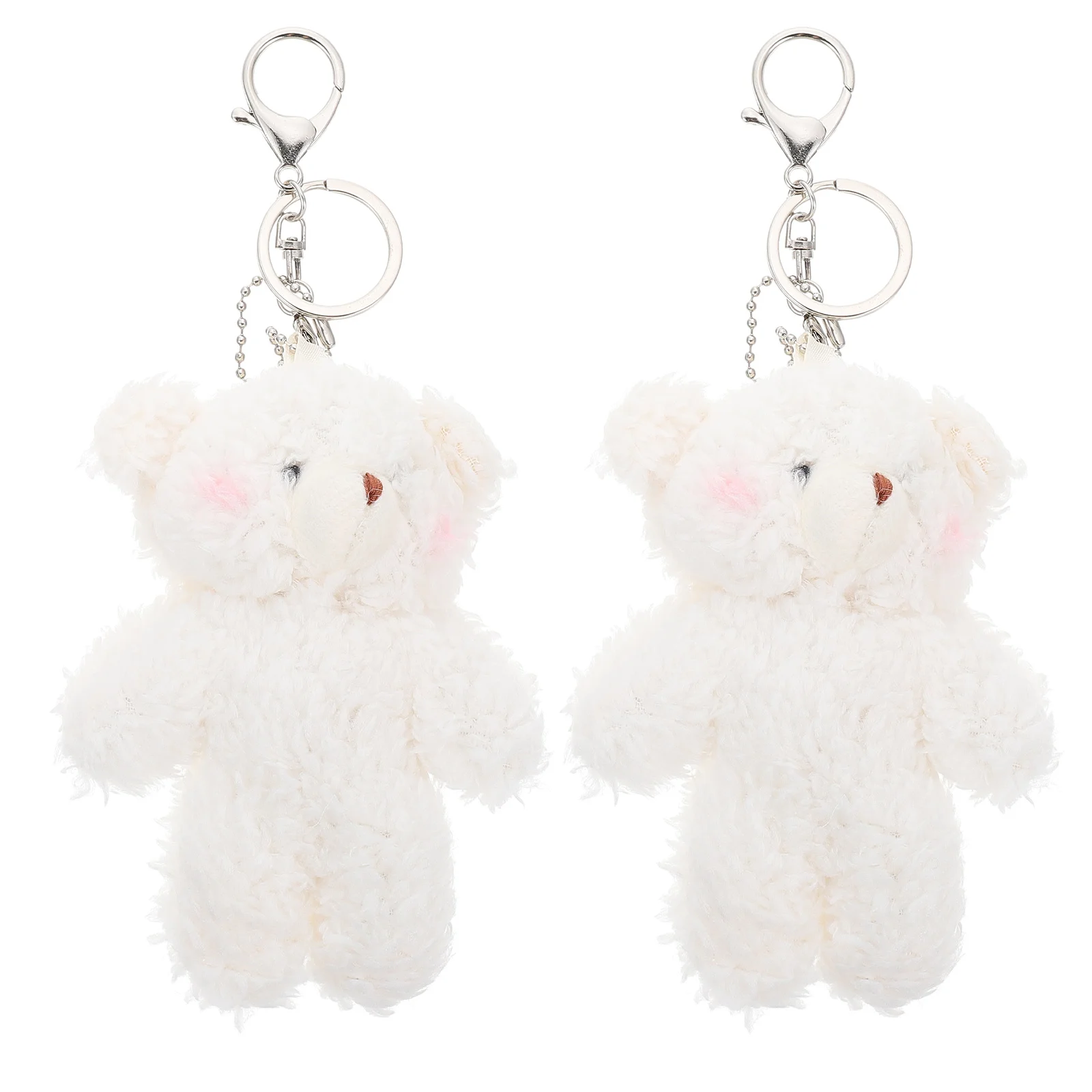 

2 Pcs Bear Keychain Rings Plush Gift Kid Wallet Party Favors for Kids Girls Backpacks