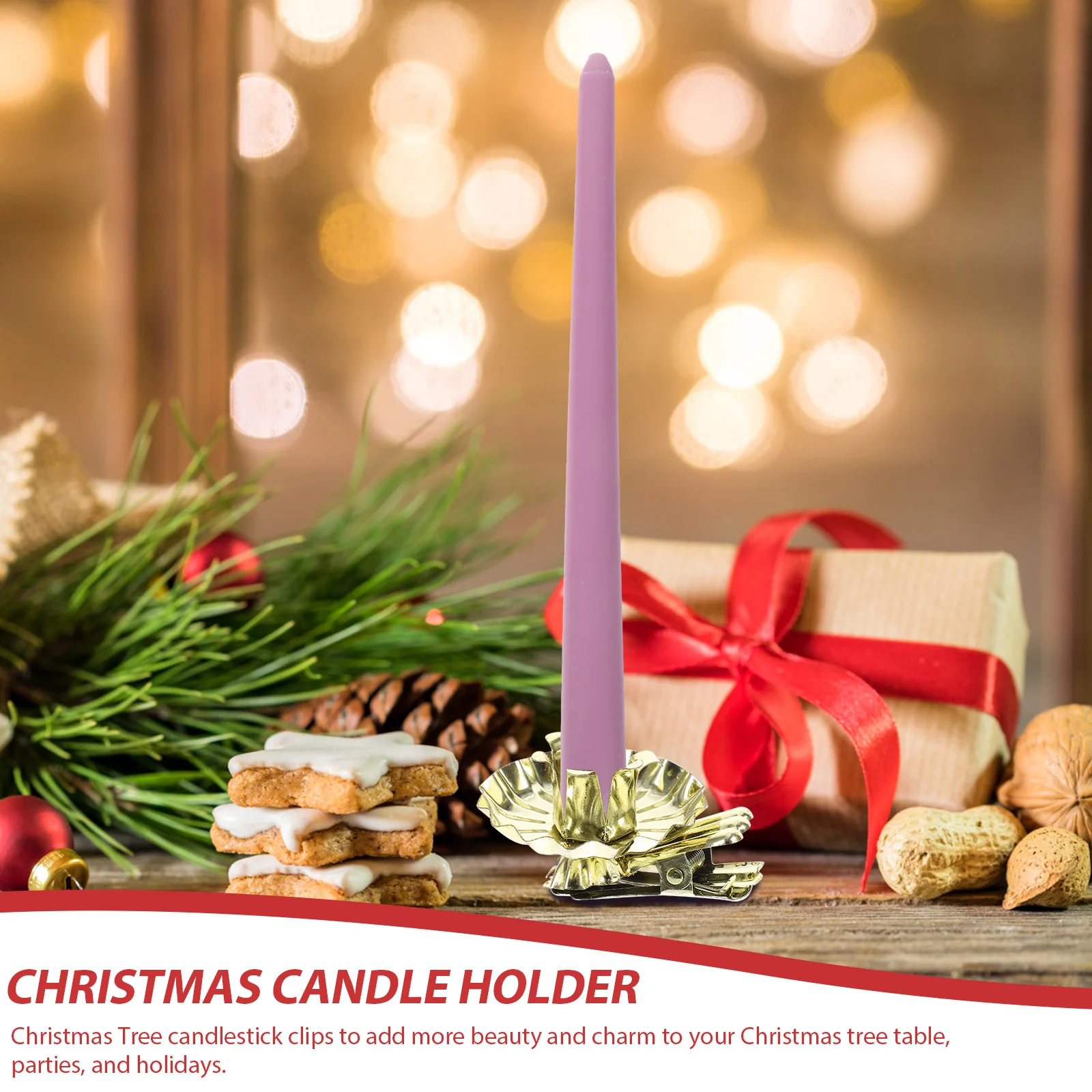 

10Pcs Xmas Party Holder Clips Metal Clips for Christmas Tree Stable Small Candlestick Holders Party Supply