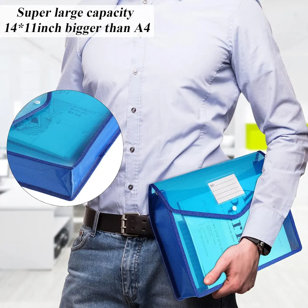 A4 Plastic Document Bag (1-Pack), Large Capacity Expandable Document Bag, with Snap Closure, Transparent Document Storage Bag. image 5