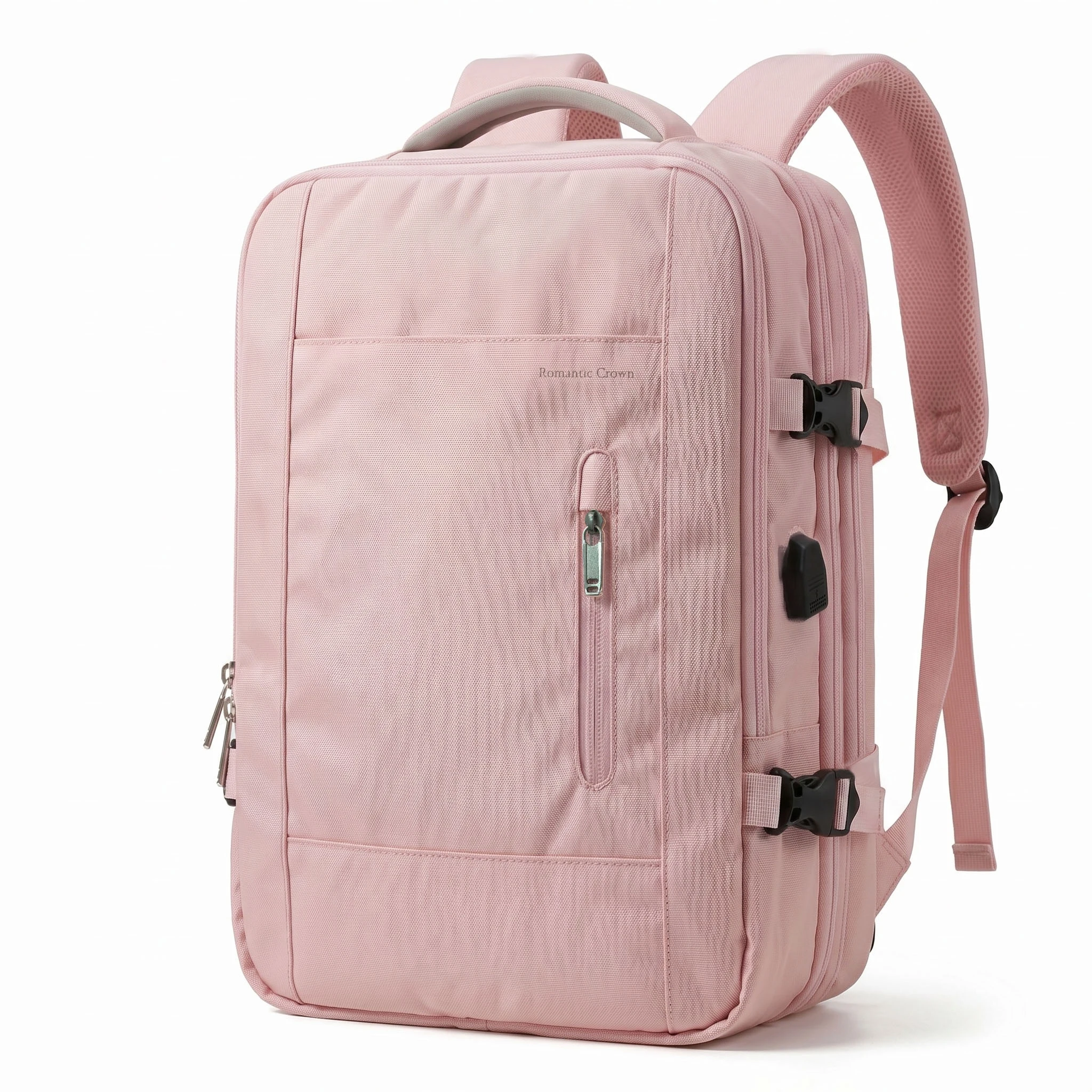 Pink Expandable Travel Backpack 15.6 Inch Laptop Bag 15-22L Large Capacity Business Bag USB Charging Port Anti Theft Hidden Pocket Luggage Strap Water Resistant Commuter Rucksack For Women Men Home Care Tool Kit Set Plus Pro Safe Fast Easy Daily Life