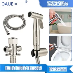 Toilet Bidet Faucets Handheld Stainless Steel Bidet Sprayers Brushed Bathroom Water Gun Spray Gun Shower Faucets Cleaning Tools