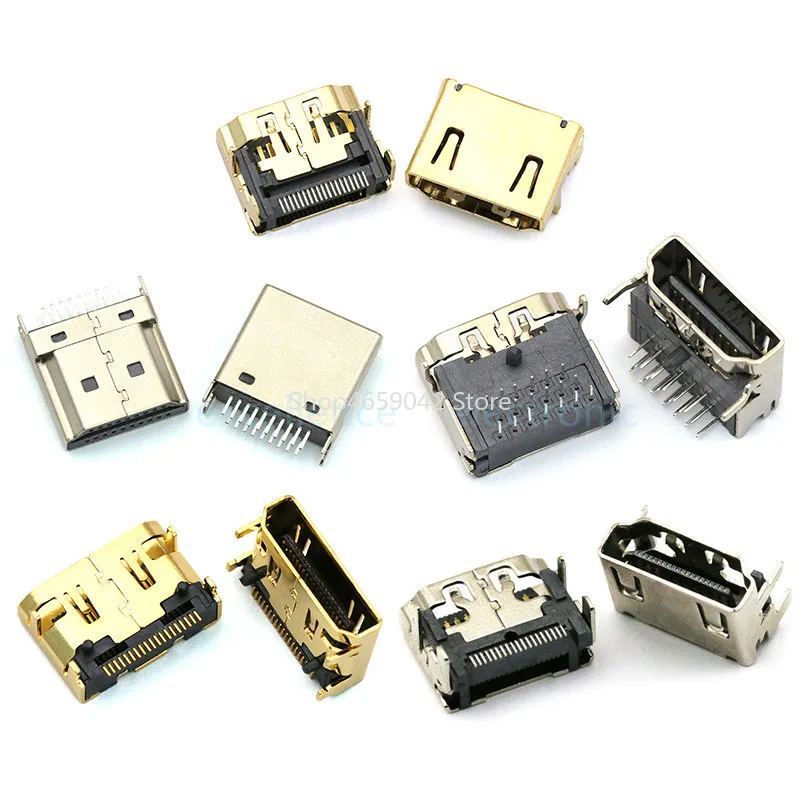 10pcs/lot HDMI 19P HD Interface Connector SMD 19 Pin Vertical Right Angle HDMI Socket Surface Mound PCB Receptacle