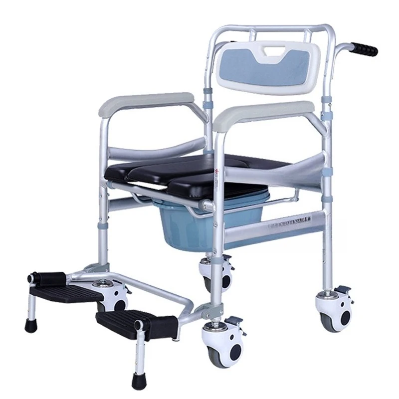 Elderly folding toilet chair toilet stool bath chair mobile  stool   with wheels senior-friendly nursing