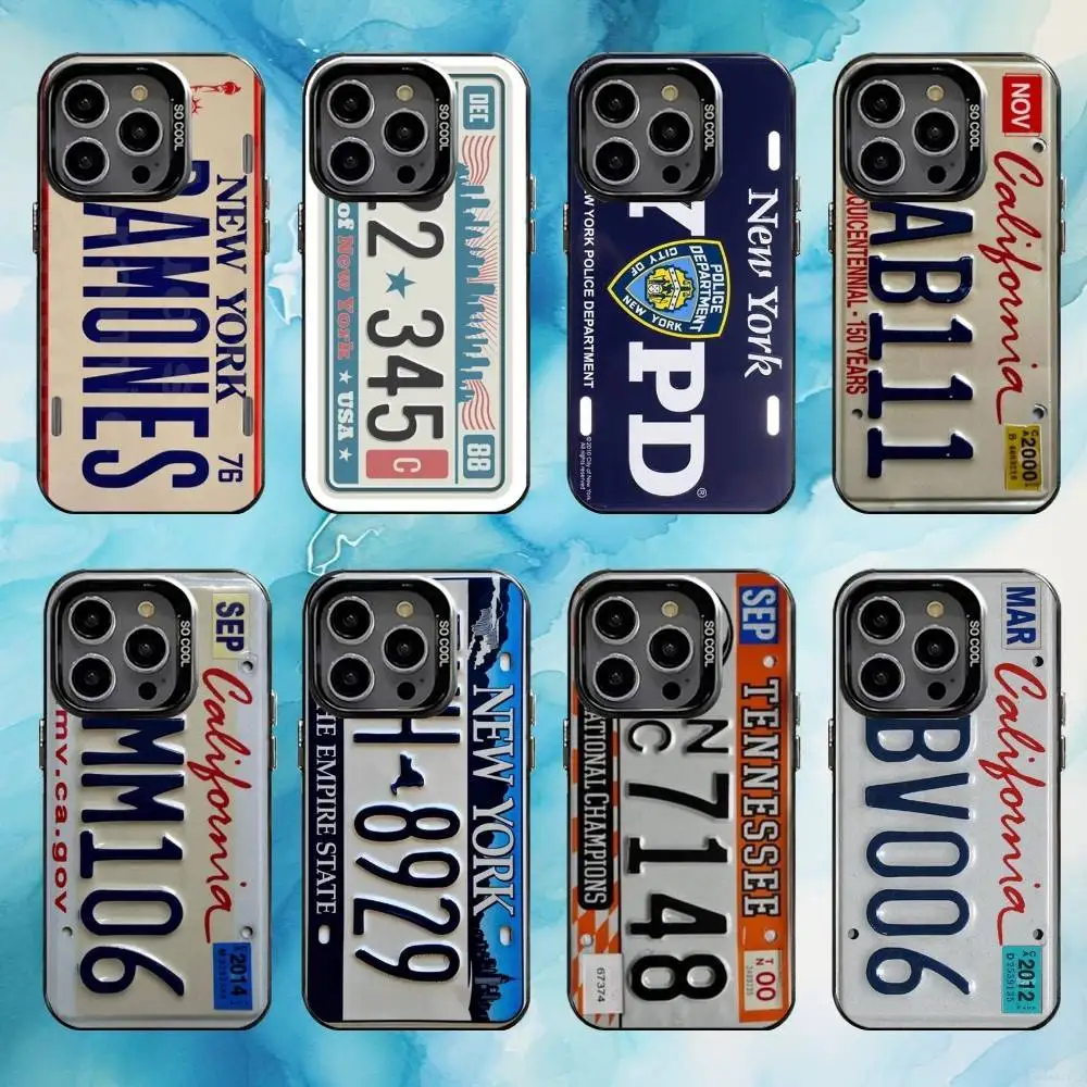 

License New York Plate Number Phone Case For iPhone17,16,15,14,13,12,11 Plus,Pro Max Black Candy Matte Shockproof Cover