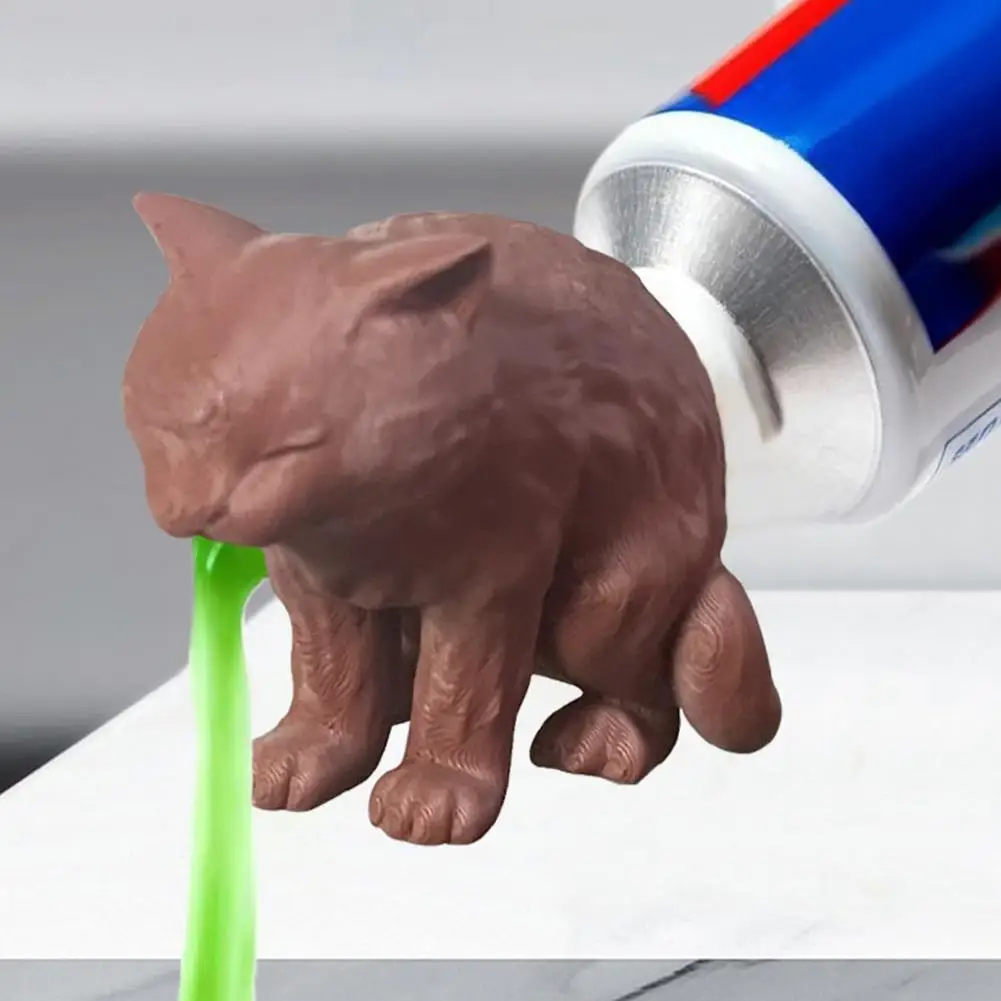 Cat Toothpaste Topper 3d Printed Cat Toothpaste Cap Funny Cat Vomiting Topper Bathroom Accessory for Kids Adults Toothpaste
