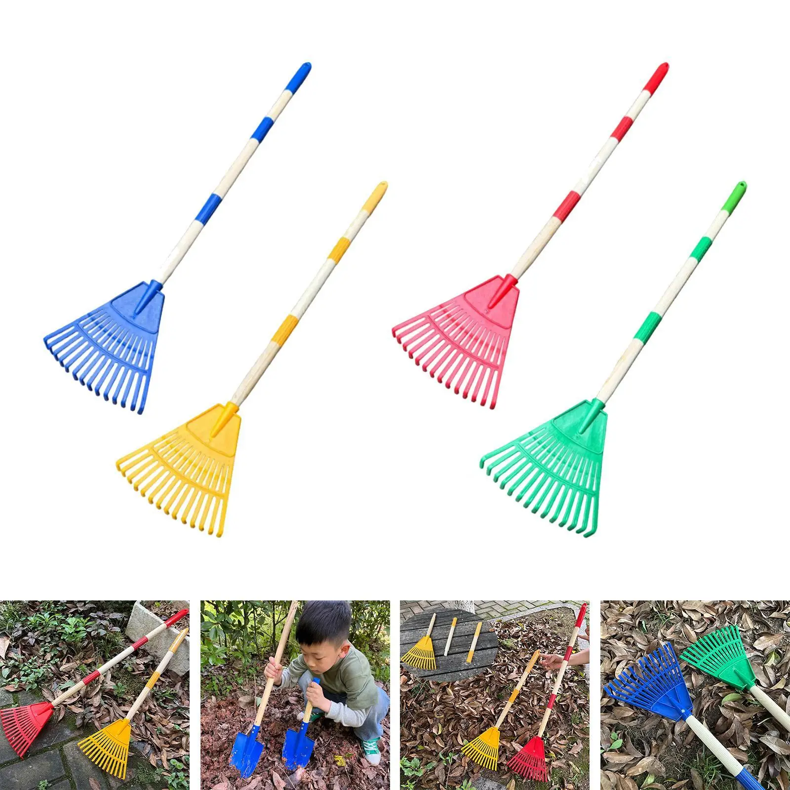 

Leaf Rake Ergonomic with Long Handle Raking Grass and Leaves Tool 14 Tines Farming Home for Garden Lawns Children Kids Shrub