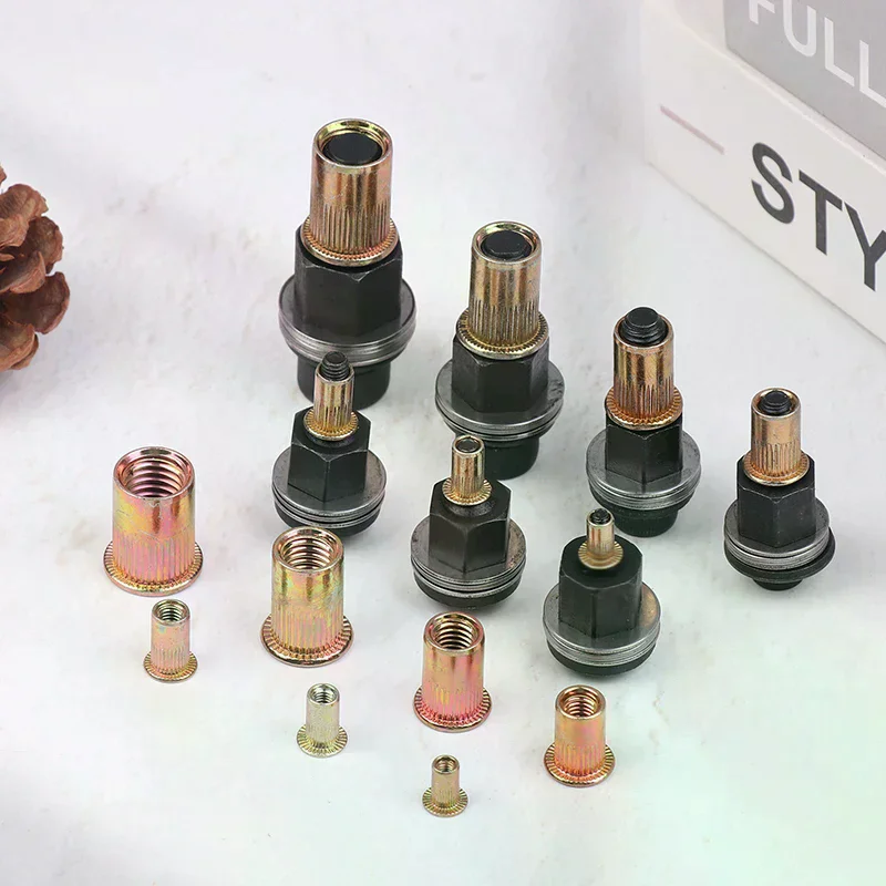 10Pcs Hand Rivet Nut Tool Set Manual Riveter Kit With M3-12 Nut Heads For DIY Repair Installation, Easy Use Accessory