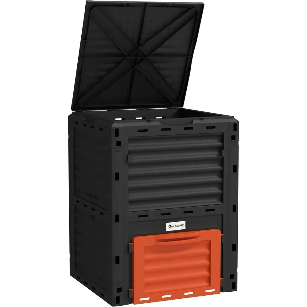 Large 80 Gallon Outdoor Compost Bin for Creating Fertile Soil with Easy Assembly, Orange