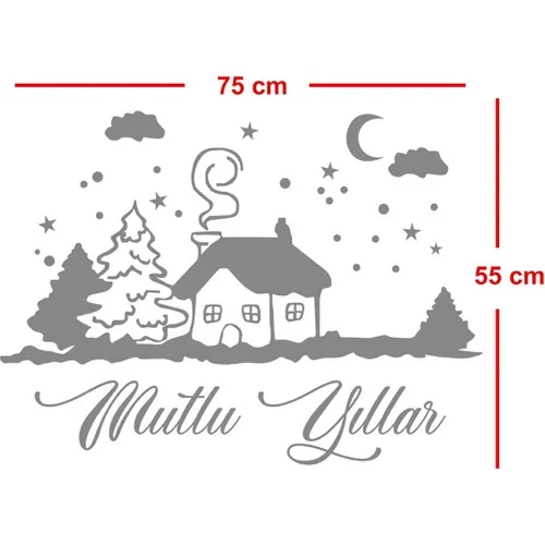 MIGNATIS-Snowed Trees Inside Cute Home and Happy birthday Lettering Christmas Decorations-White