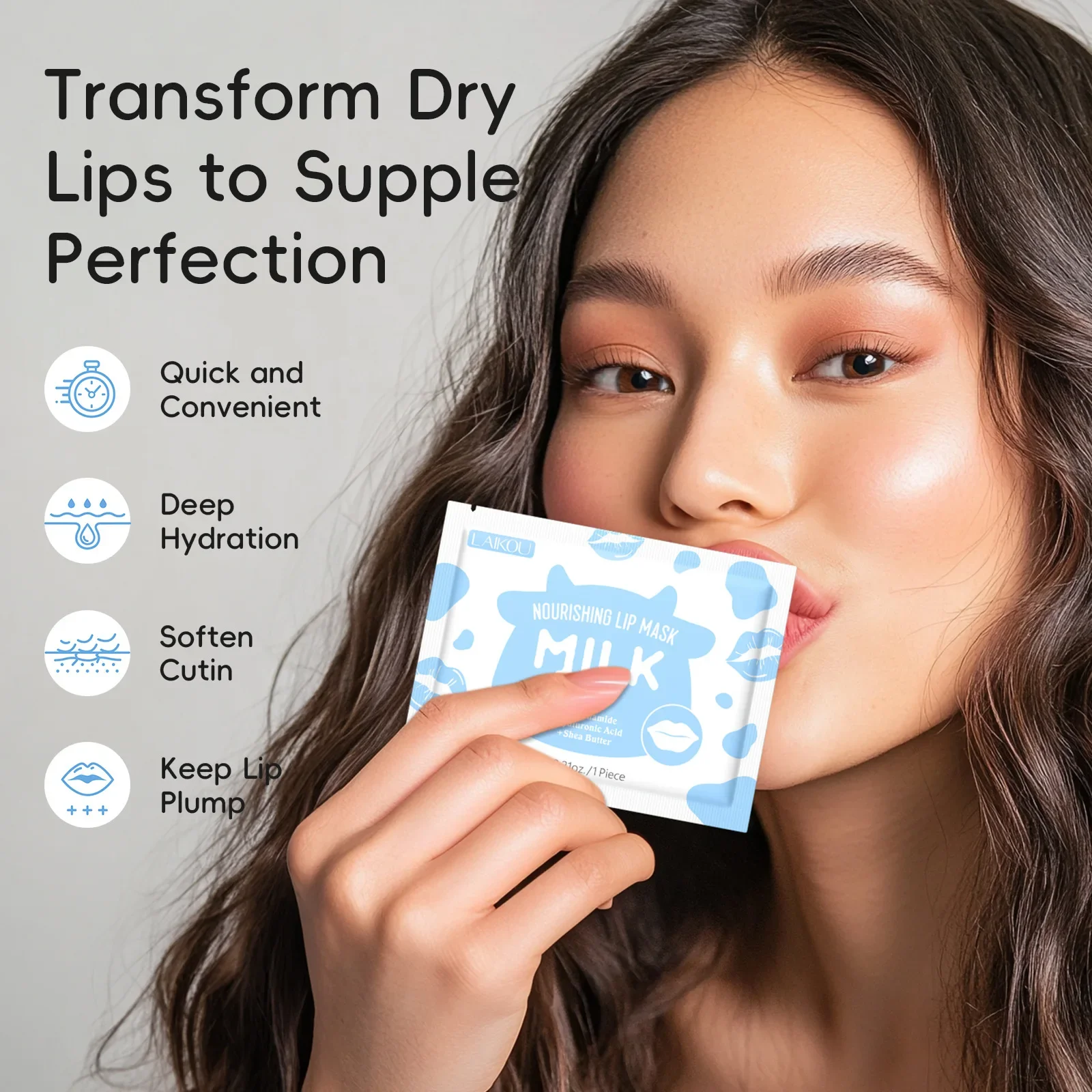 

Cosmetics Skin Care LAIKOU 10pcs Milk Lip Mask Collagen Lips Plumper Pink Lip Nourishing Essence Korean Patches Moisture