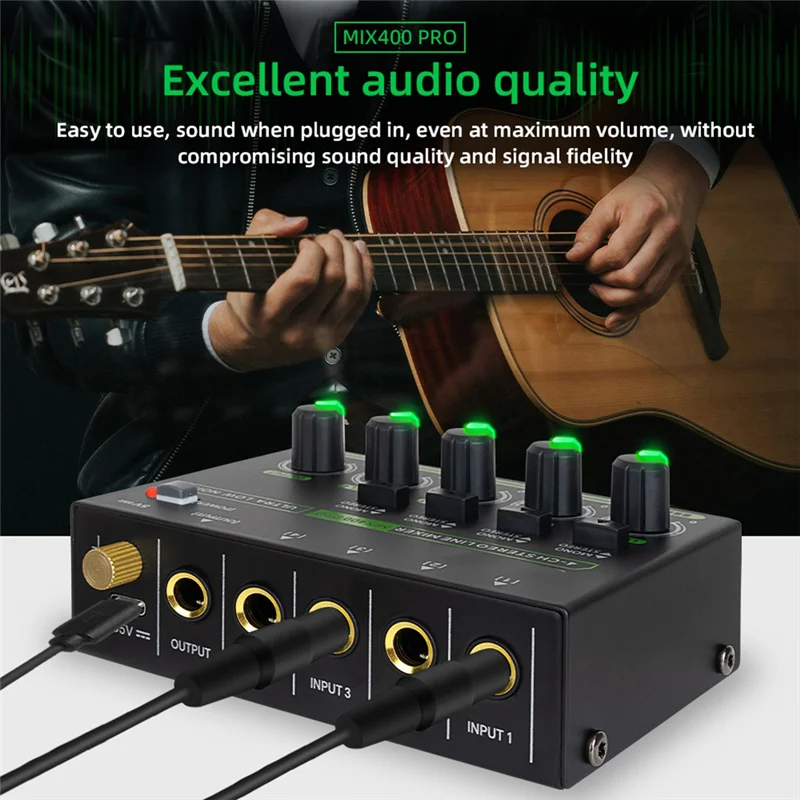 【الكعكة الساخنة】Mix400 Pro 4 قنوات خلاط صوت احترافي مع ضوء RGB خلاط صوت صغير خط خلاط صوت صغير للنادي Ba