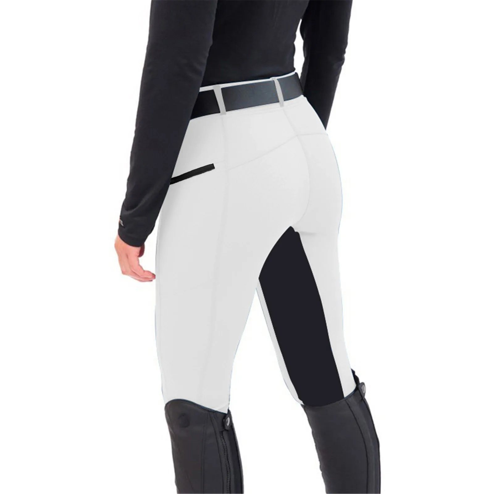 European American Fashion Slim Stretch Equestrian Pants Patchwork Riding Pants Casual Versatile Pencil Pants