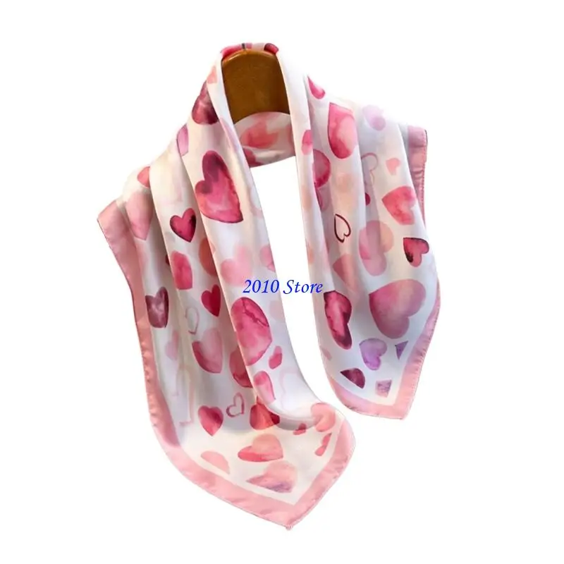 F3MF Foulard ฮิญาบผ้าพันคอคอหัวใจพิมพ์ผ้าเช็ดหน้าใช้ขนาดใหญ่สำหรับเดินทางกลางแจ้งและกีฬาชุดลำลอง