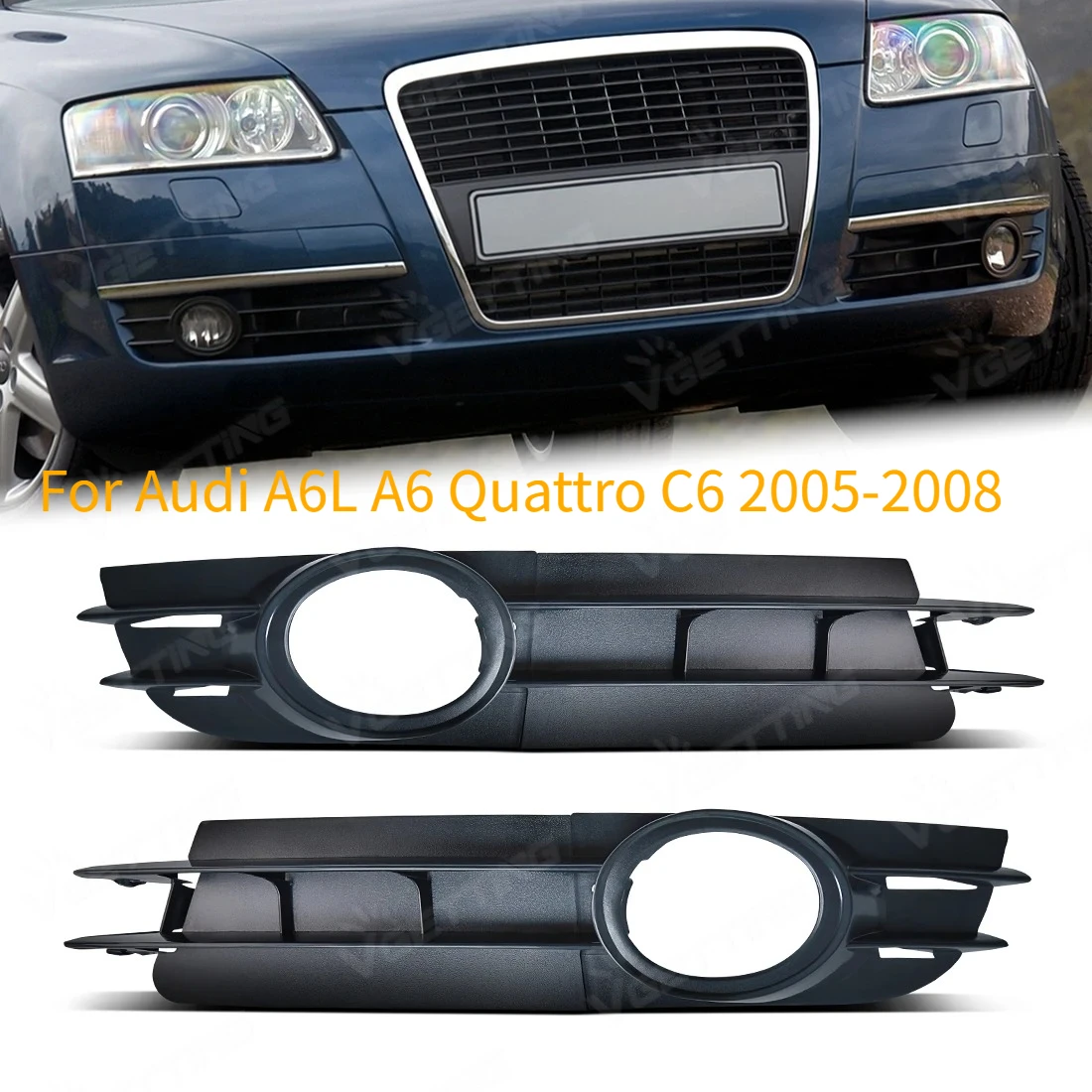 

4F0807682A 4F0807681A Fog Light Grille Racing Grills For Audi A6L A6 Quattro C6 2005 2006 2007 2008 Front Fog Lamp Grille Cover