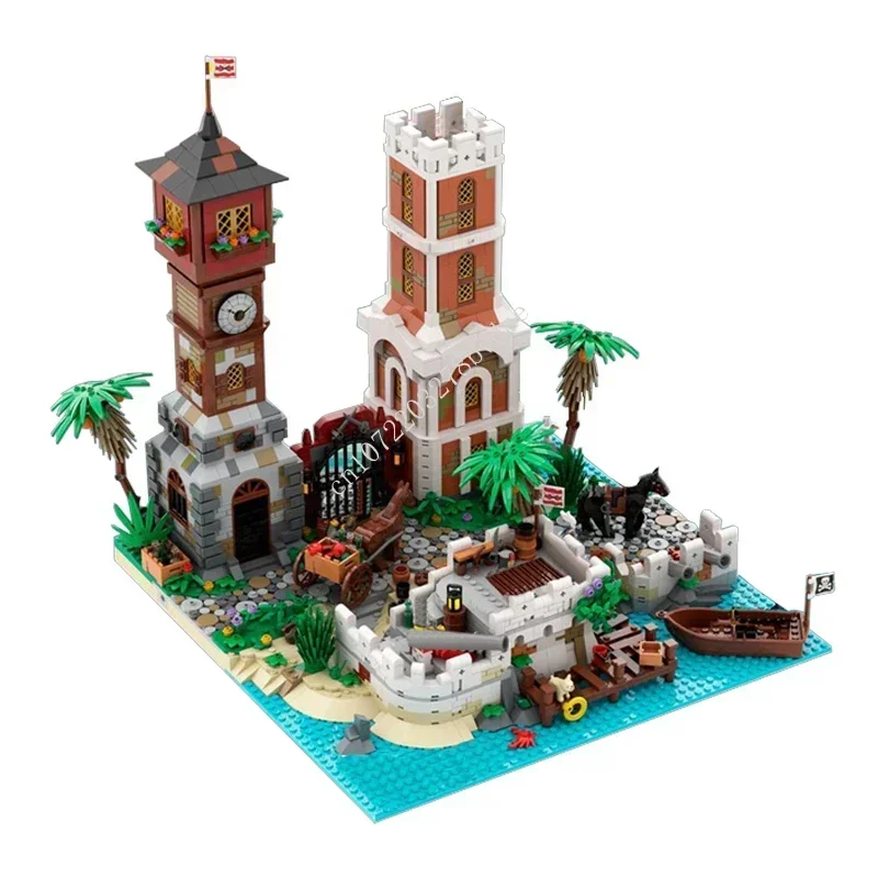 3000PCS MOC Pirates World Series Town Gates & Bastion Model Building Blocks Technology Bricks DIY Creative Assembly Toys Gifts