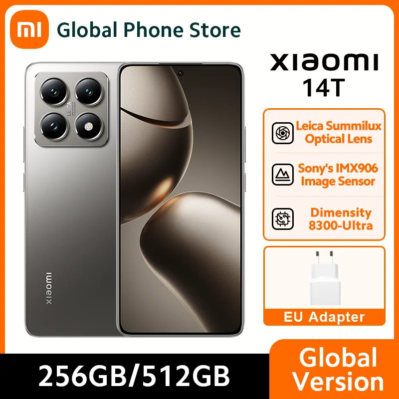 الإصدار العالمي الجديد لهاتف Xiaomi 14T 5G الذكي MediaTek Dimensity 8300-Ultra CPU 12GB RAM 144 هرتز AI Display 50MP 67W HyperCharge NFC