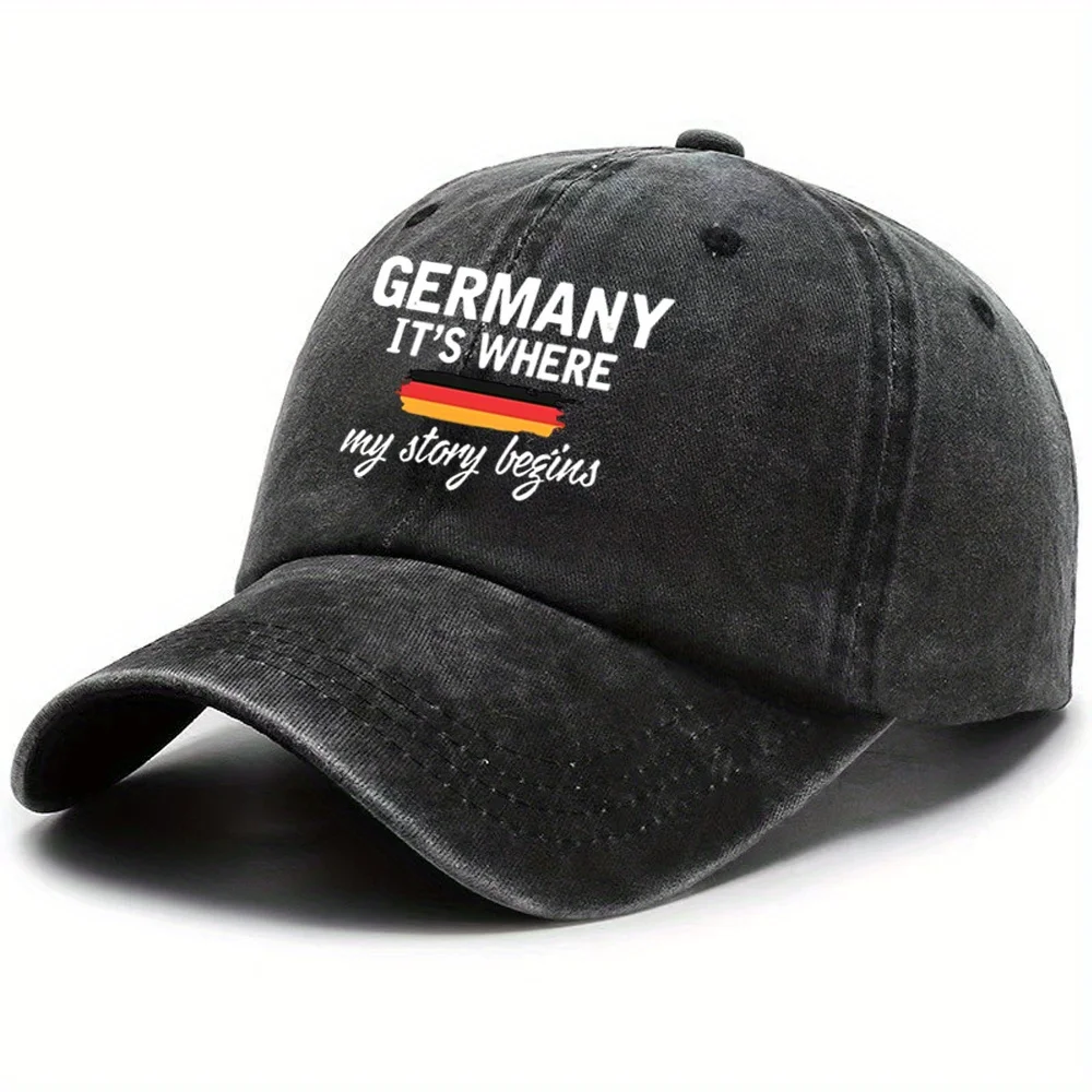 1 German-style Hat, Outdoor-style Washed Cap, DAD Hat, Baseball Cap with a Stylish Design, Multi-color Options Available, Adjust