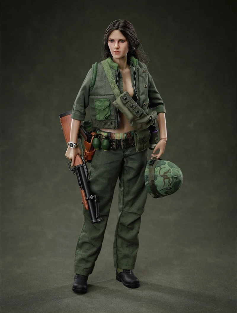 1/6 Bilancia Set Completo Da Collezione Soldato Femminile nella Guerra del Vietnam Uniforme Militare Squisita Testa Intaglio 12 "Action Figure Modello