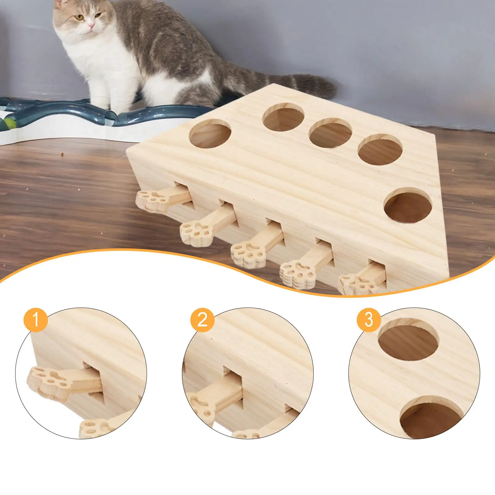 Whack A Cat Toy Interactive Cat Toy Enrichment Unique Pet Gift Engaging Keeps Pet Entertained Wooden for Indoor Cats