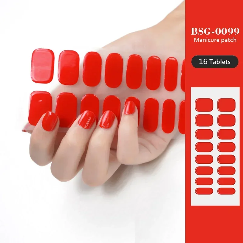 16/20/22Strips Semi-cured Gel Nail Stickers Self-adhesive Premium Gel Nail Wraps Full DIY Manicure Harden in UV Lamp Nail Decals