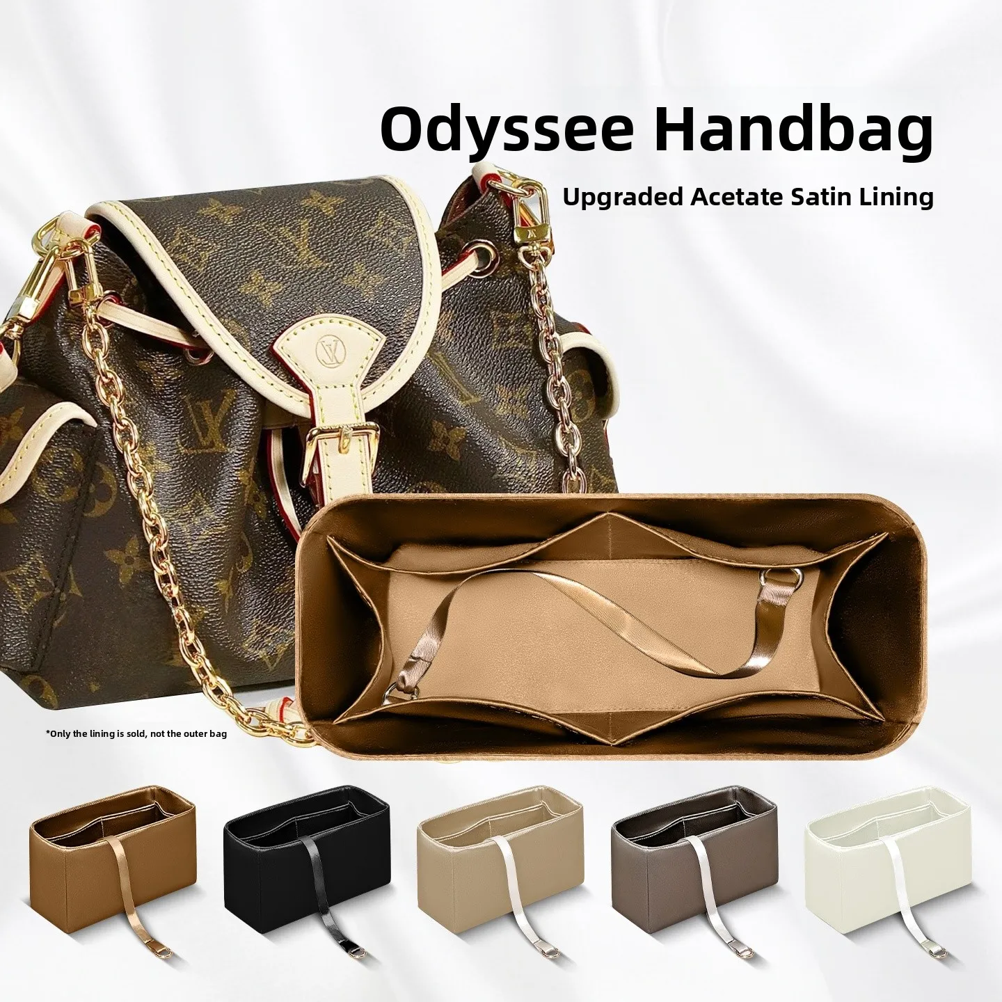 

Qiguan LV Odyssee Inner Bag ly Floral Pattern Storage Organizer oulder Bag Liner Pouch Lightweight Satin Cube Structure