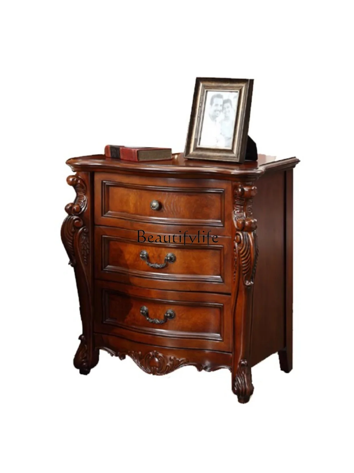 

American Country Solid Wood Bedside Cabinet Bedroom Drawer Storage Cabinet