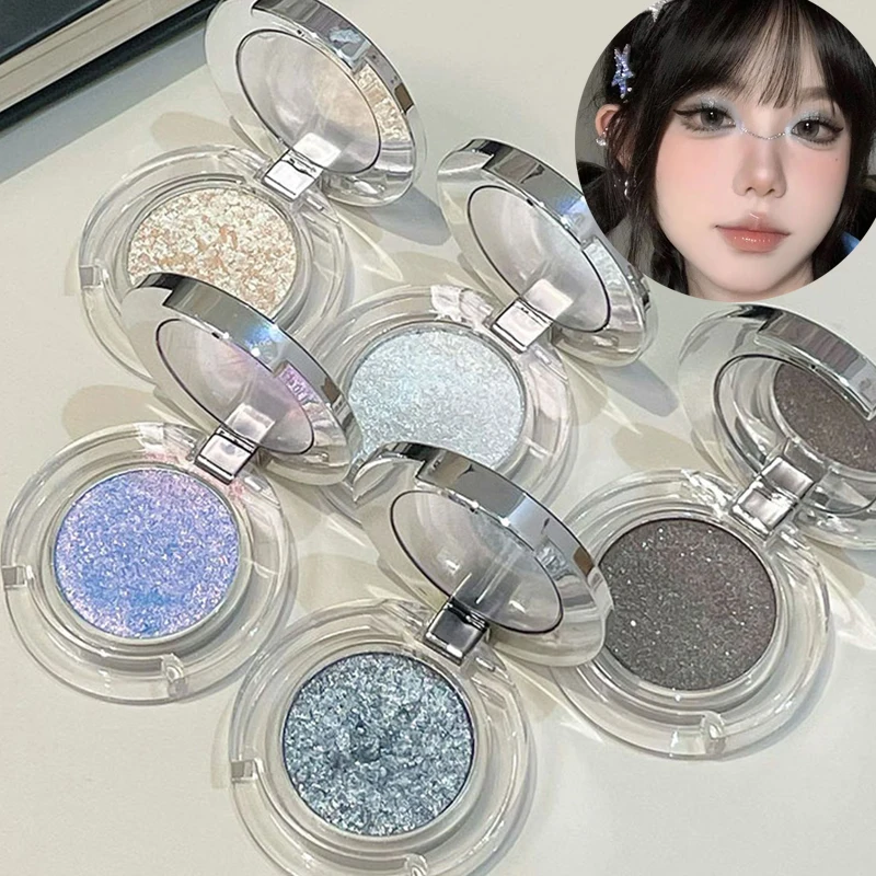 Diamond Grey Blue Highlighter Eyeshadow Palette Shiny Pearlescent Face Body Brighten Monochrome Glitter Eyeshadow Makeup Palette