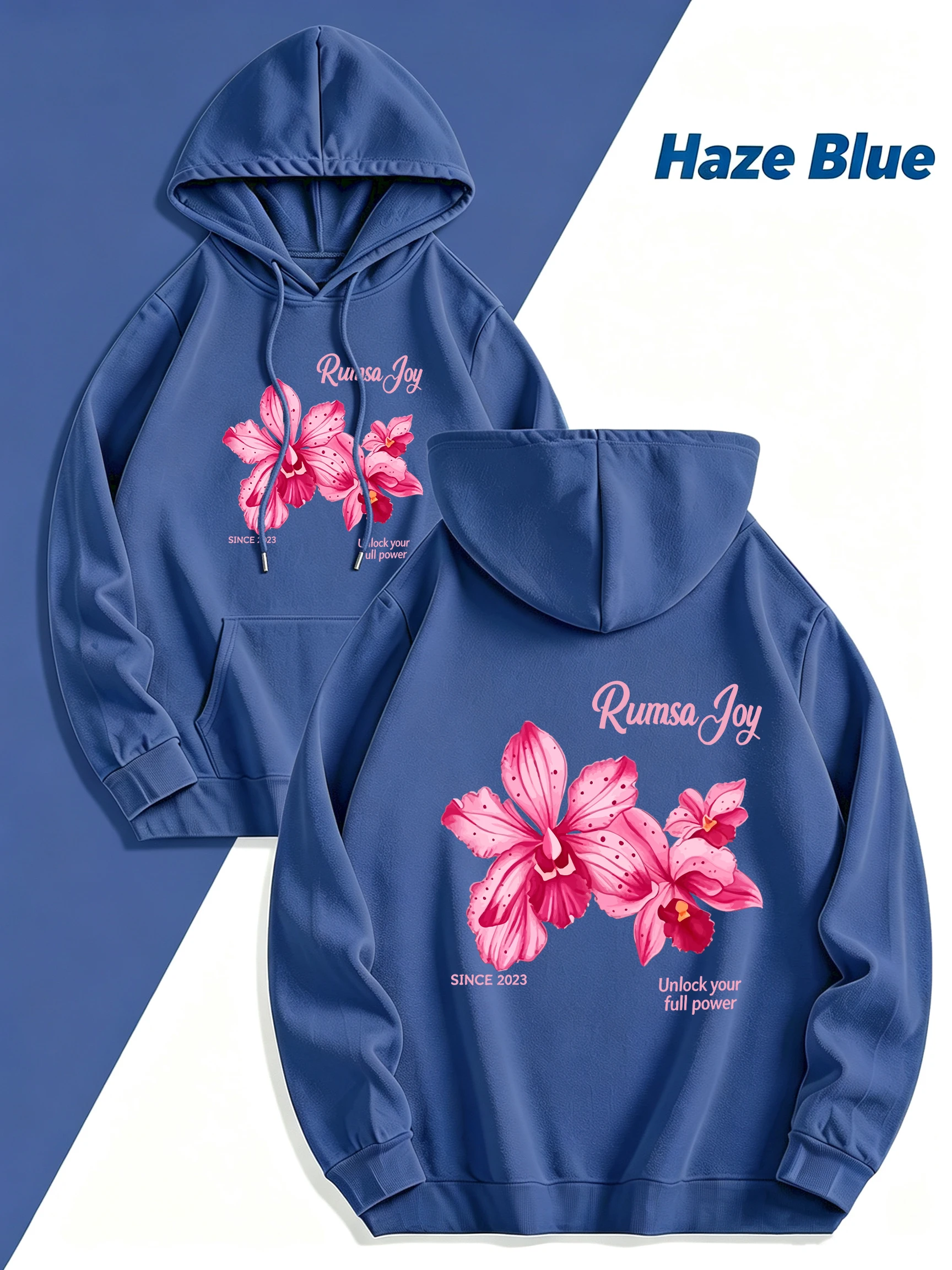 Beautiful Pink Flowers Pattern Women'S Hoody Casual Pocket Hoodie Loose Y2K Fleece Clothing Female Vacation Autumn Streetwear