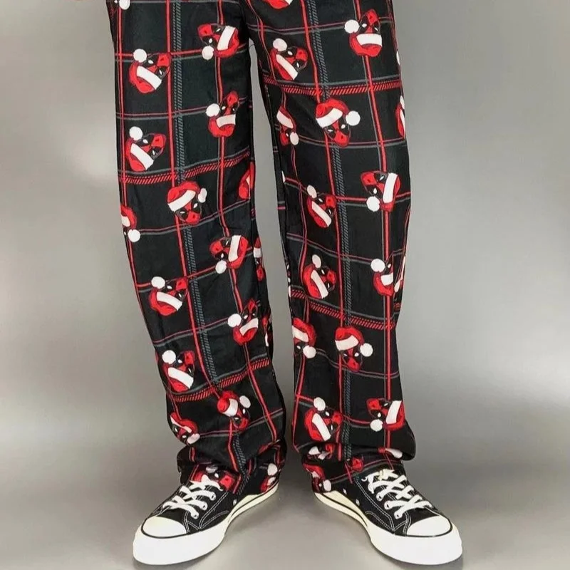 Surrounding Pants Pajamas Cartoon Christmas Deadpool Single-Sided Velvet Brushed All Season Loose Fitting Men'S And Women'S