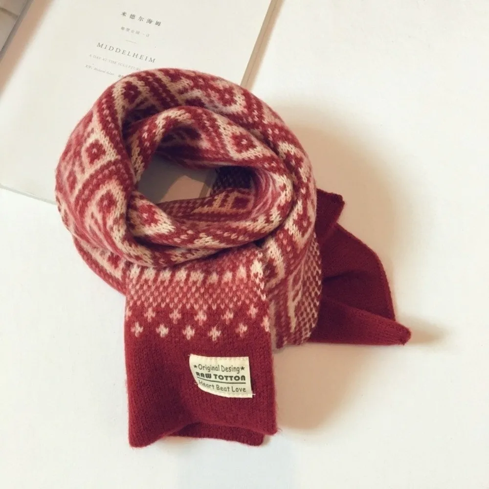 

New Windproof Neck Warmer Coldproof Warm Knitted Scarf Knitted Snowflake Neckerchief 3-12Y