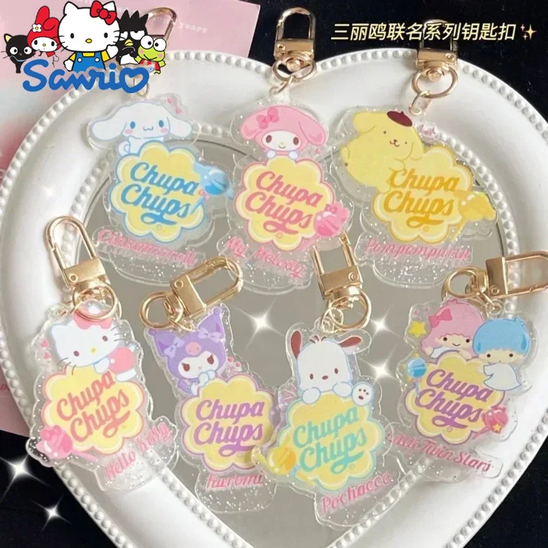 

Kawaii Sanrio Hello Kitty Lollipop Key Chain Cute Cartoon Kuromi My melody Style Acrylic Bag Pendant Car Decoration Holiday Gift