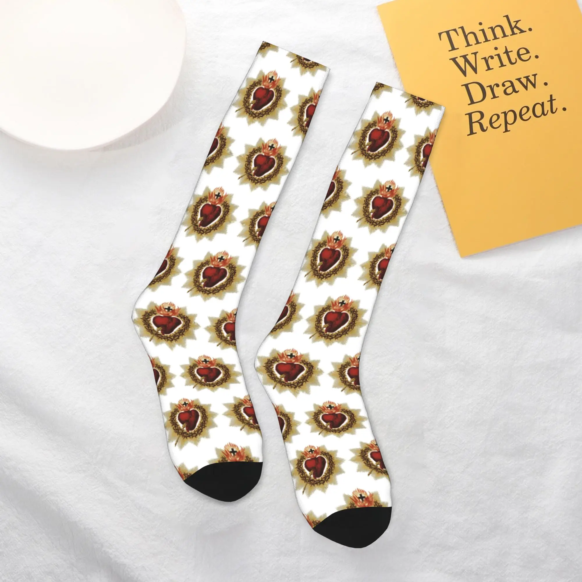 

Всесезонные чулки для экипажа, католические носки «Священное сердце Иисуса», забавные длинные носки в стиле хип-хоп в стиле Харадзюку, аксессуары для мужчин и женщин