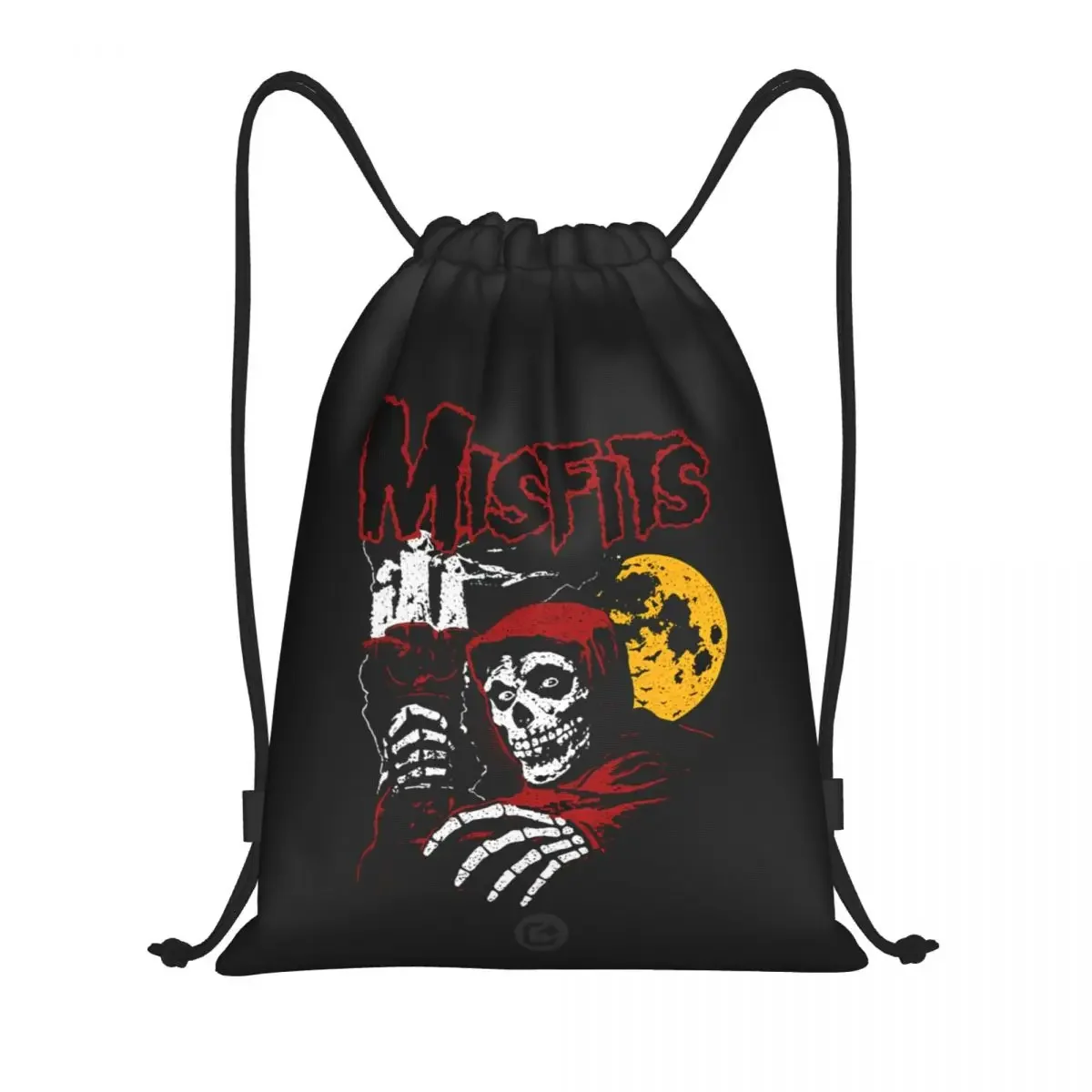 Custom Heavy Misfits Skull Drawstring Backpack Bags Lightweight Horror Rock Roll Gym Sports Sackpack Sacks for Traveling