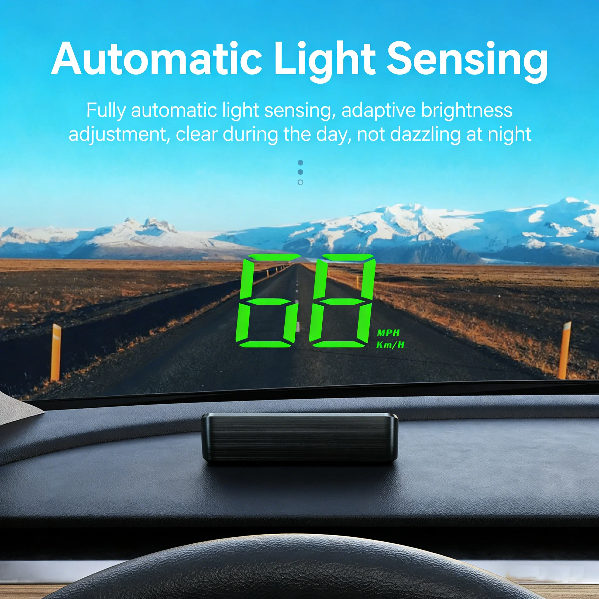 Car Universal HUD Head-Up Display, HD Speedometer with Compass