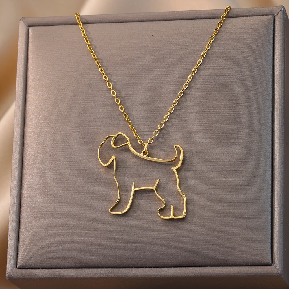 Stainless Steel Dog Necklaces For Women Men Gold Color Pet Animal Pendant Necklace Jewelry Male Female Fashion Neck Chain Gift